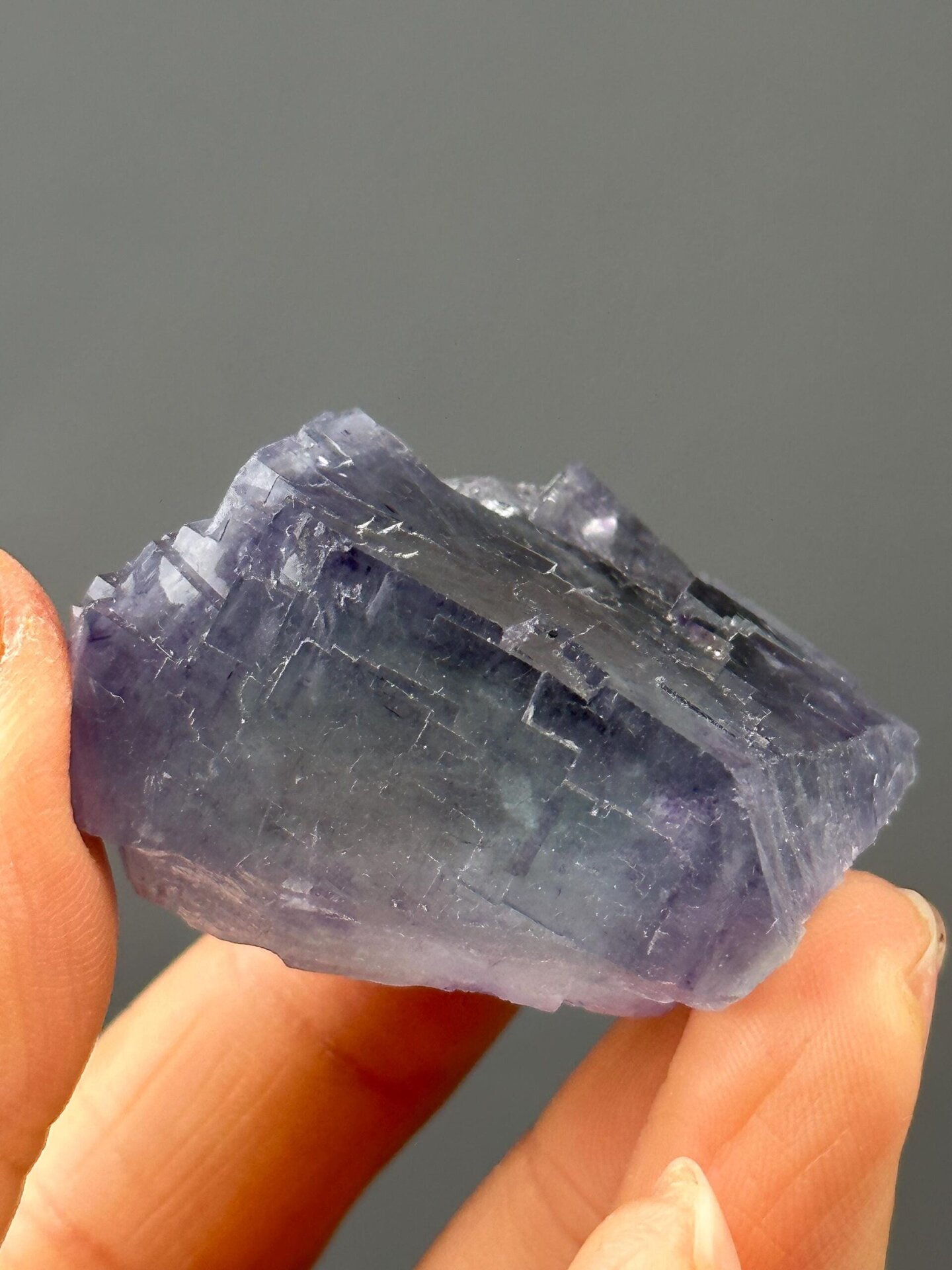 Back view of blue-edged twinned fluorite, Yaogangxian Mine