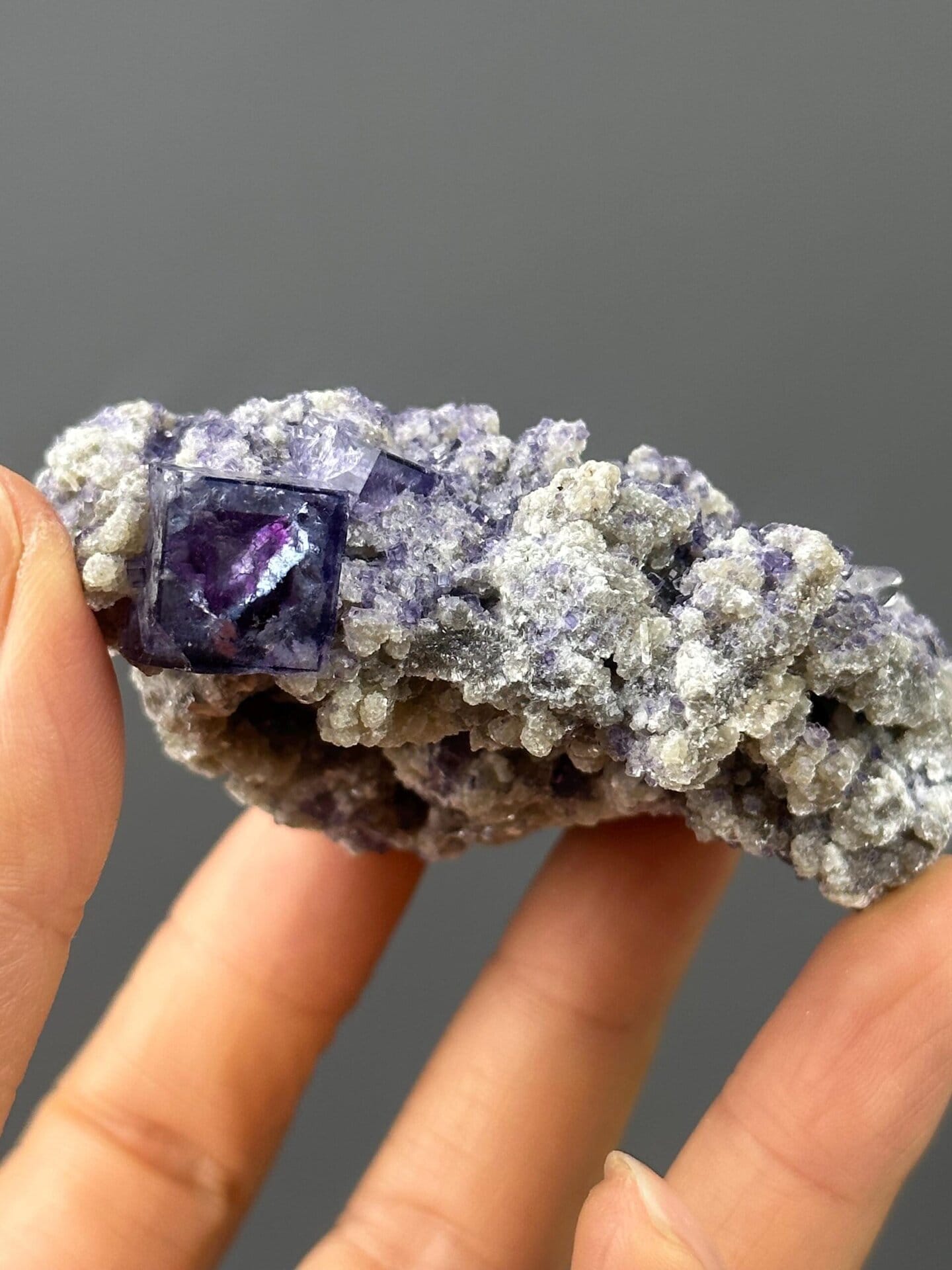 CaF₂ cubic fluorite, Mohs 4, large purple phantom, Yaogangxian, 4.76 oz