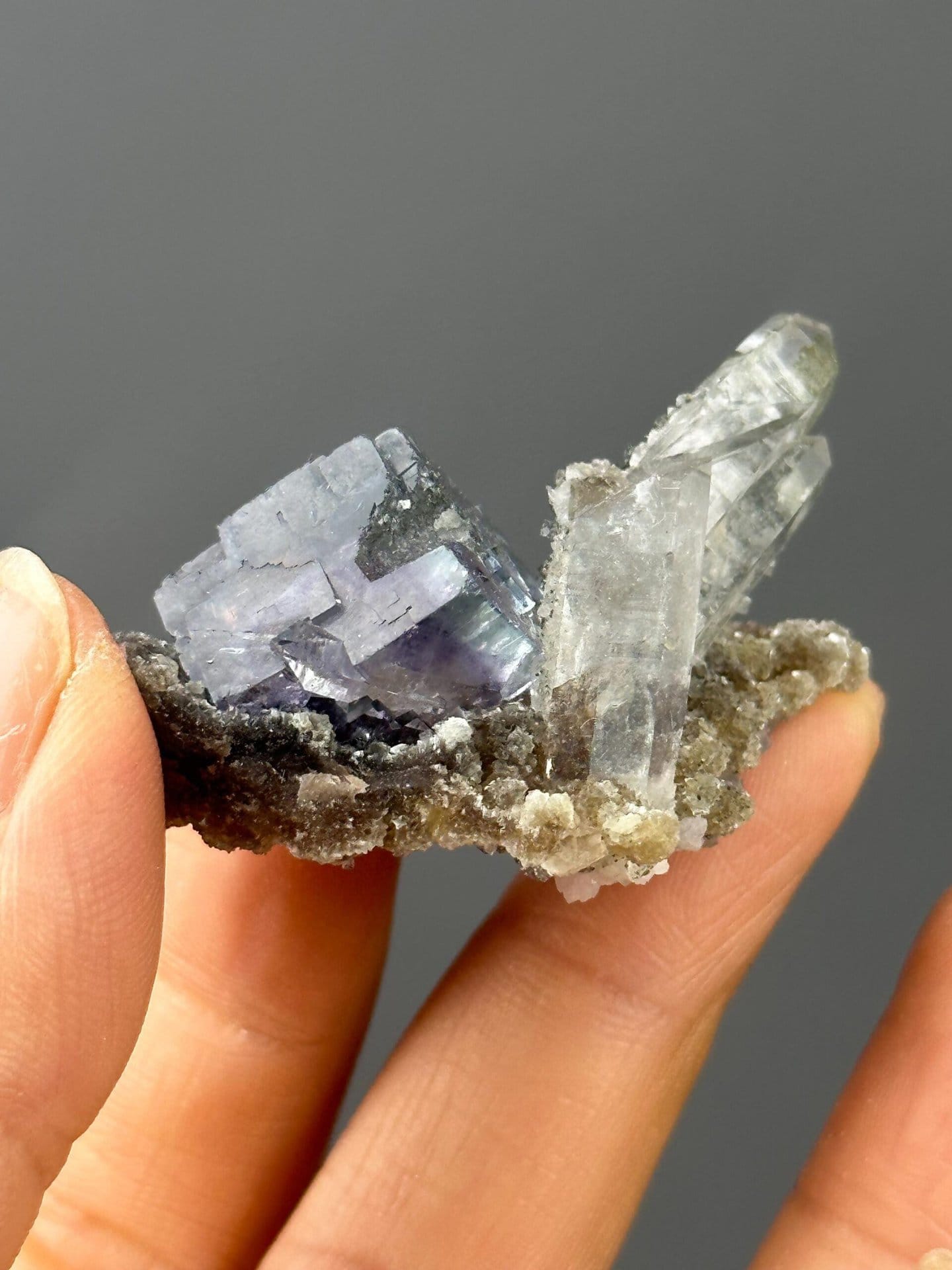 CaF₂ cubic fluorite, Mohs 4, step purple phantom, Yaogangxian, 25 g (0.88 oz)