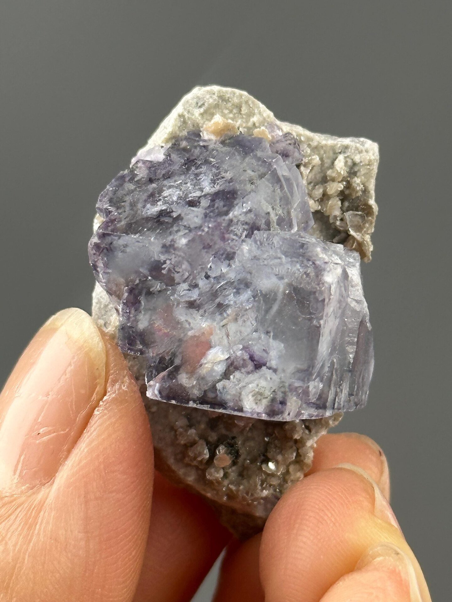 Purple fluorite with stepped dissolution, China collector specimen