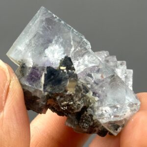 Purple Fluorite Crystal - Raw Fluorescent Specimen - Pyrite Inclusions - Yaogangxian, Hunan - Collectible Mineral