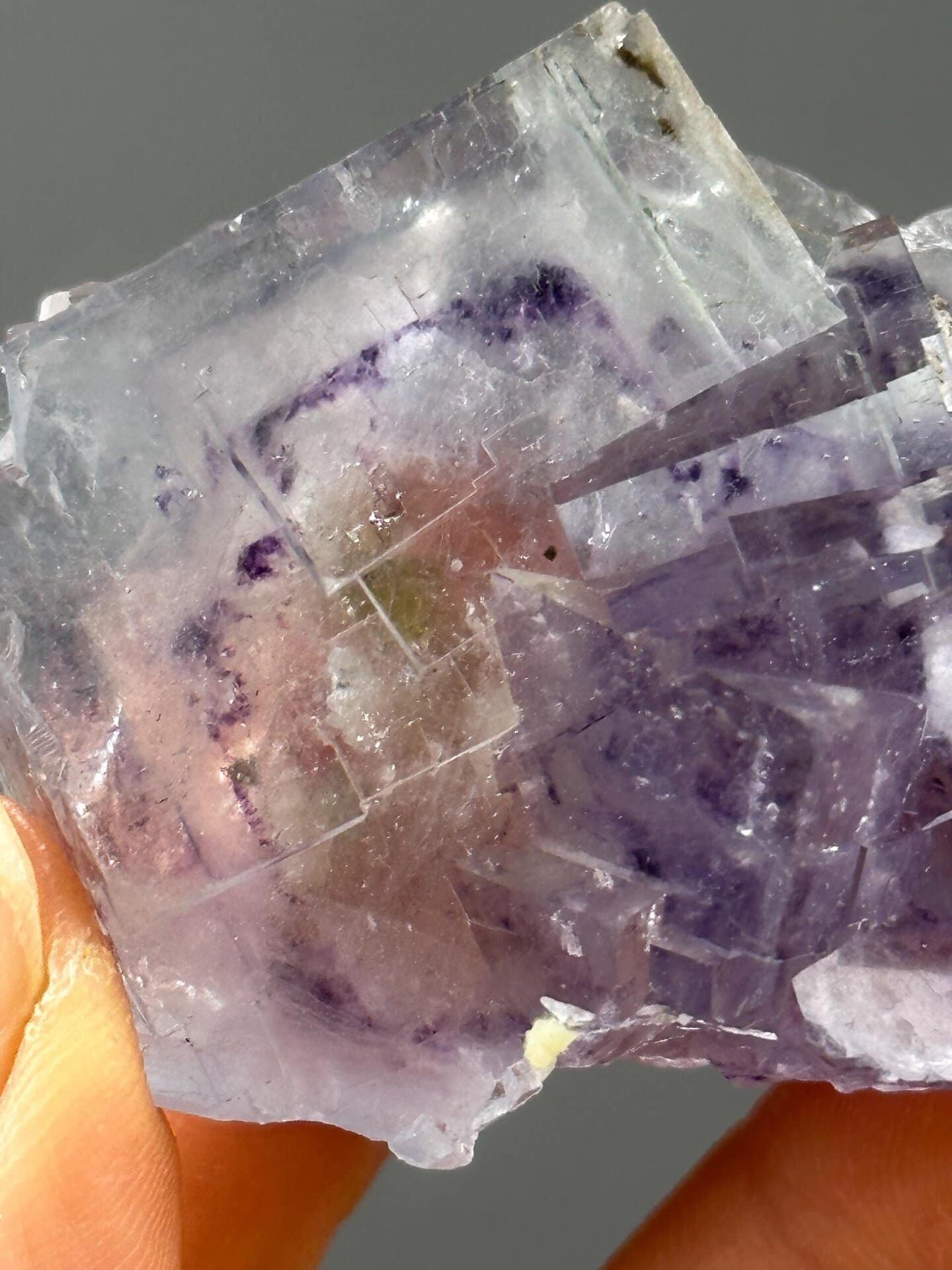 Top view of twinned phantom fluorite crystal