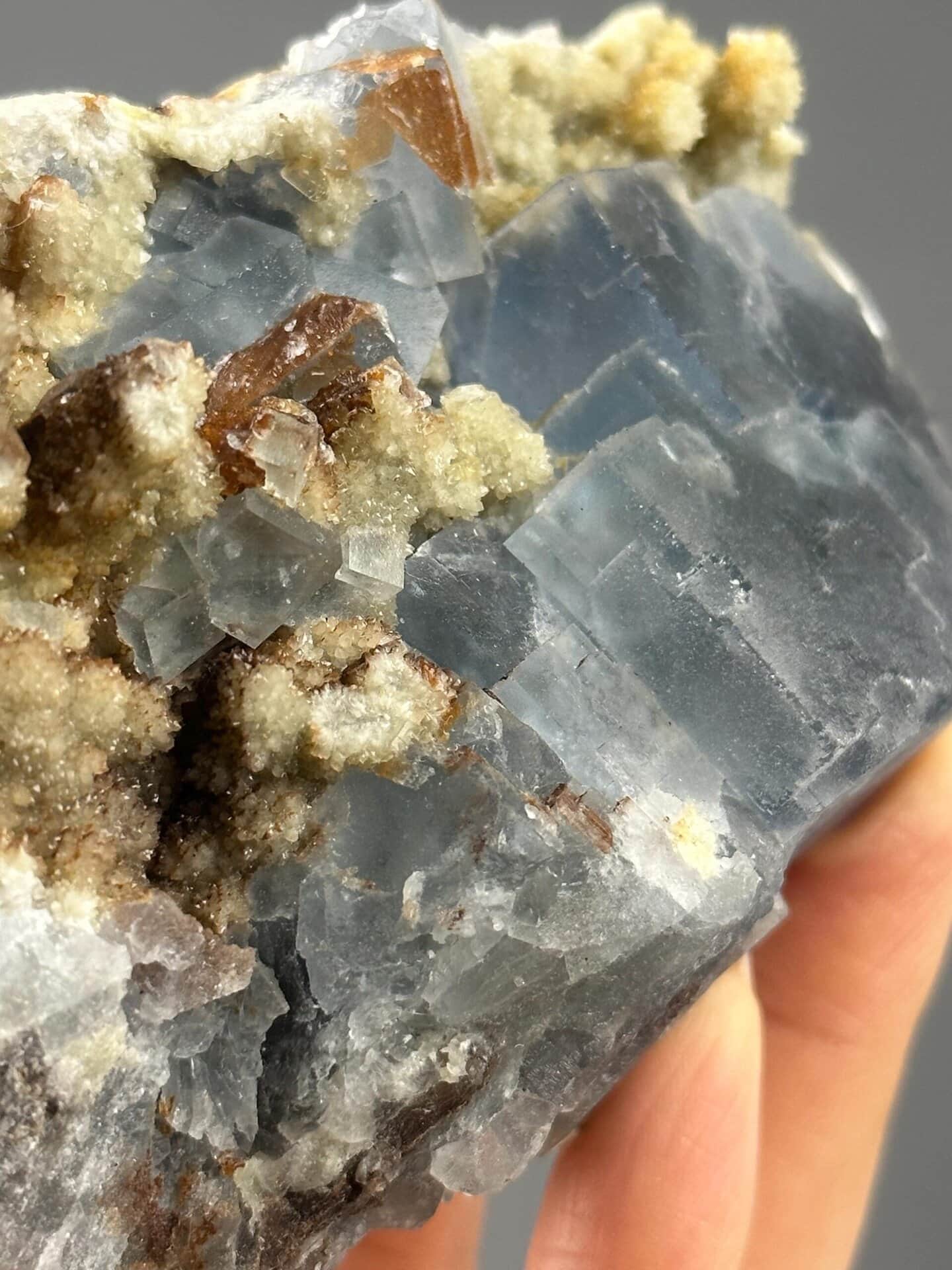 Top view of fluorite arrangement on dolomite matrix