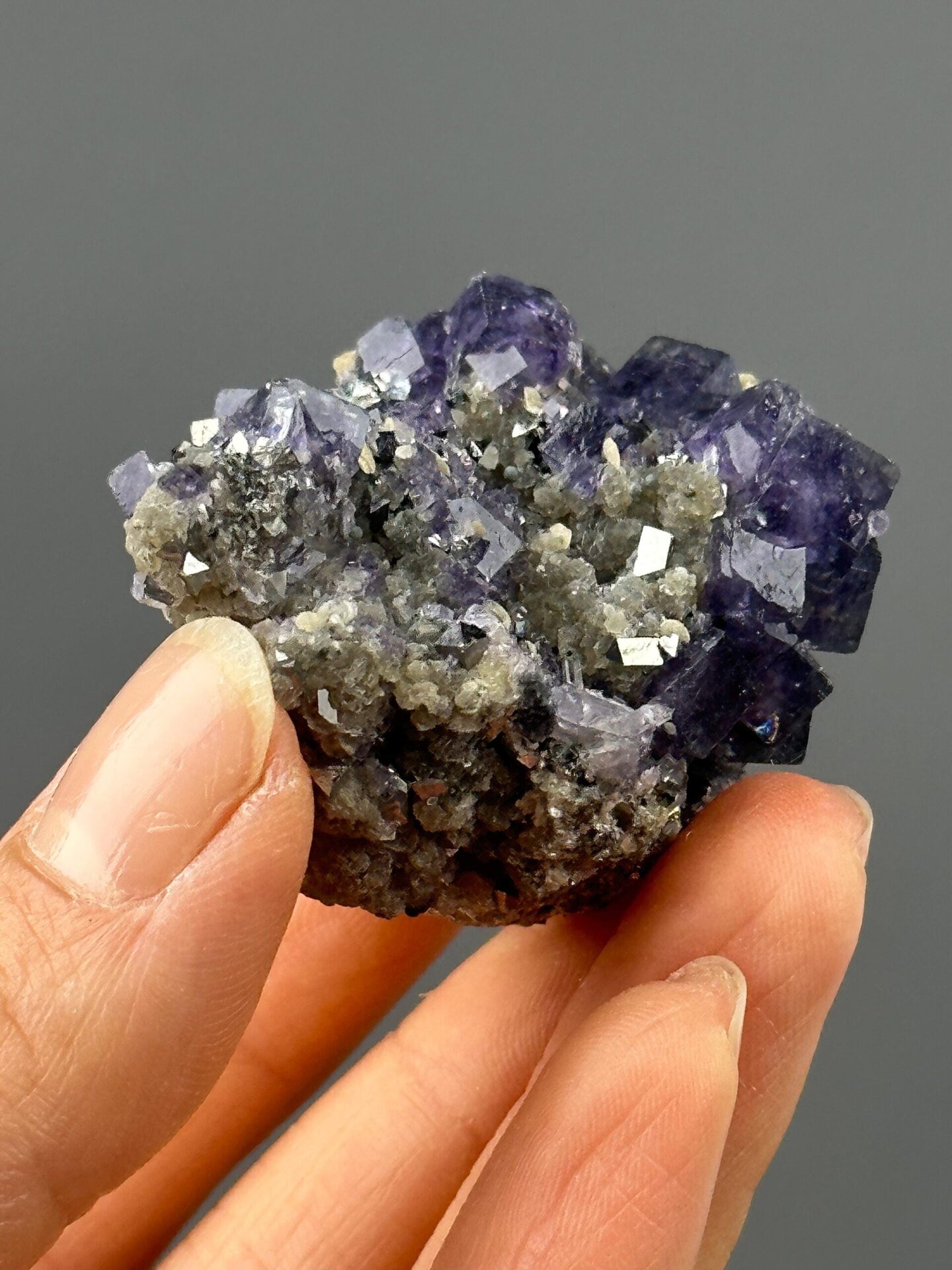 Purple phantom fluorite on dolomite matrix, Yaogangxian, Hunan