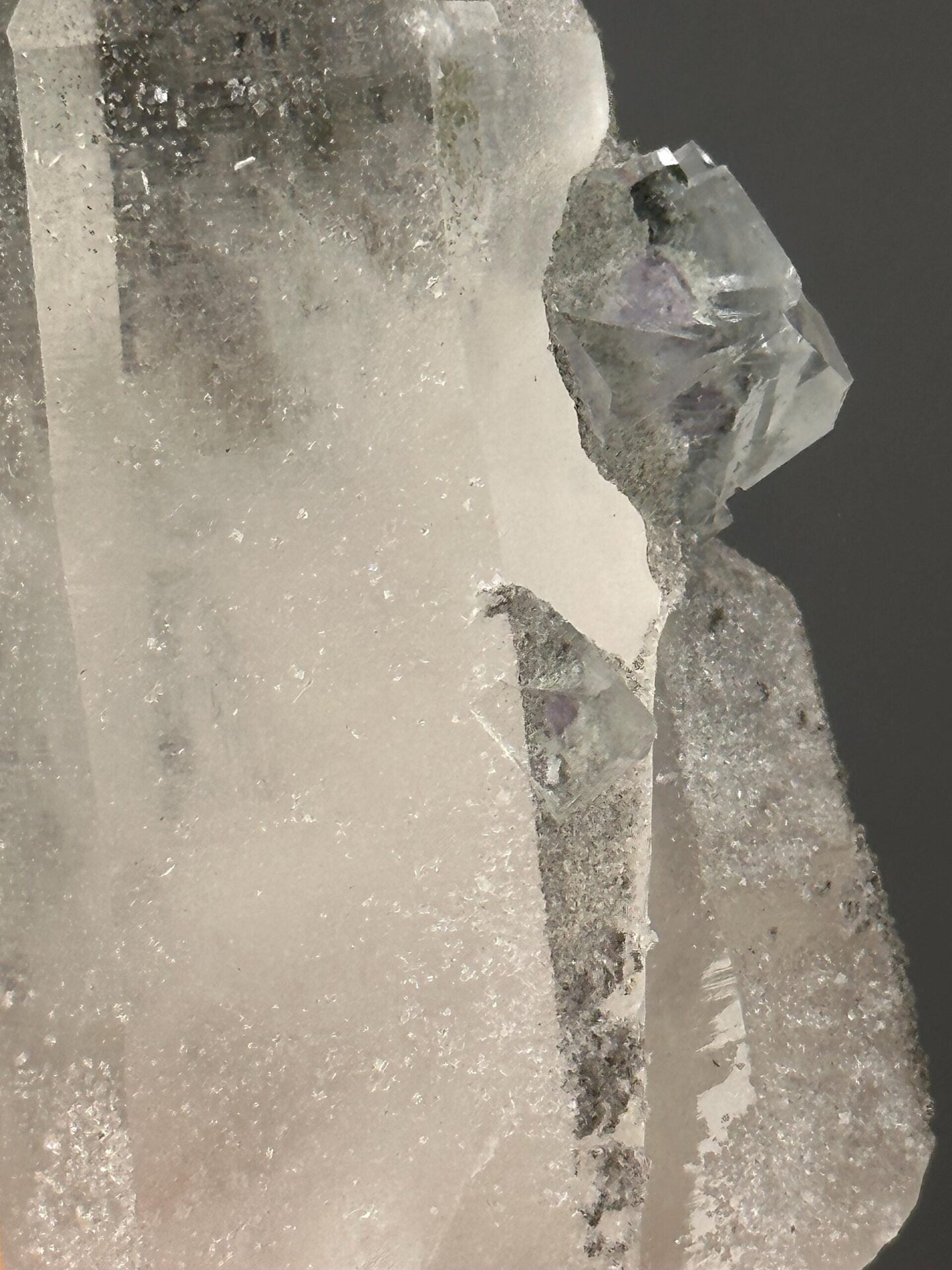 Detail of fluorite crystal surface and green colour
