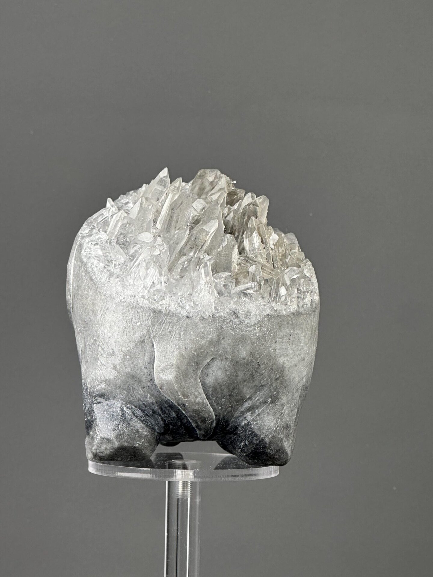 Close-up of carving detail on crystal elephant