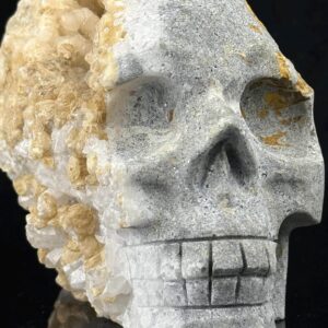 Natural Quartz Geode Skull - Hand-Carved Druzy - Healing Stone - Decorative Gem