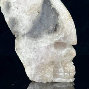 Quartz Crystal Skull - Hand-Carved Druzy - Gothic Design - Perfect for Reiki and Home Decor