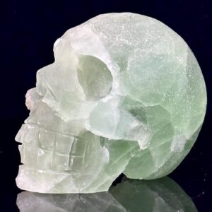 Green Fluorite Skull Geode - Hand-Carved Crystal - Raw Formation - Gothic Decor Piece