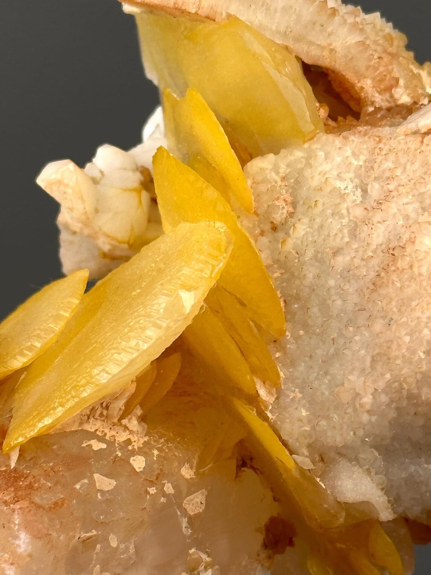 Top view of potato calcite showing yellow colour and form