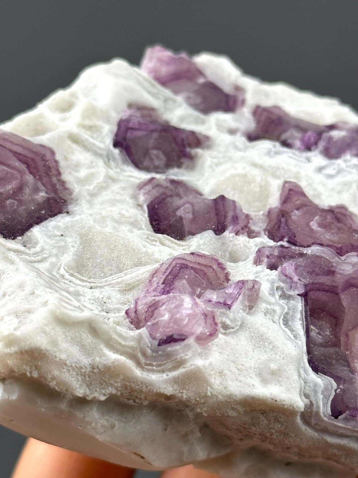 Top view of lollipop fluorite showing rounded top formation