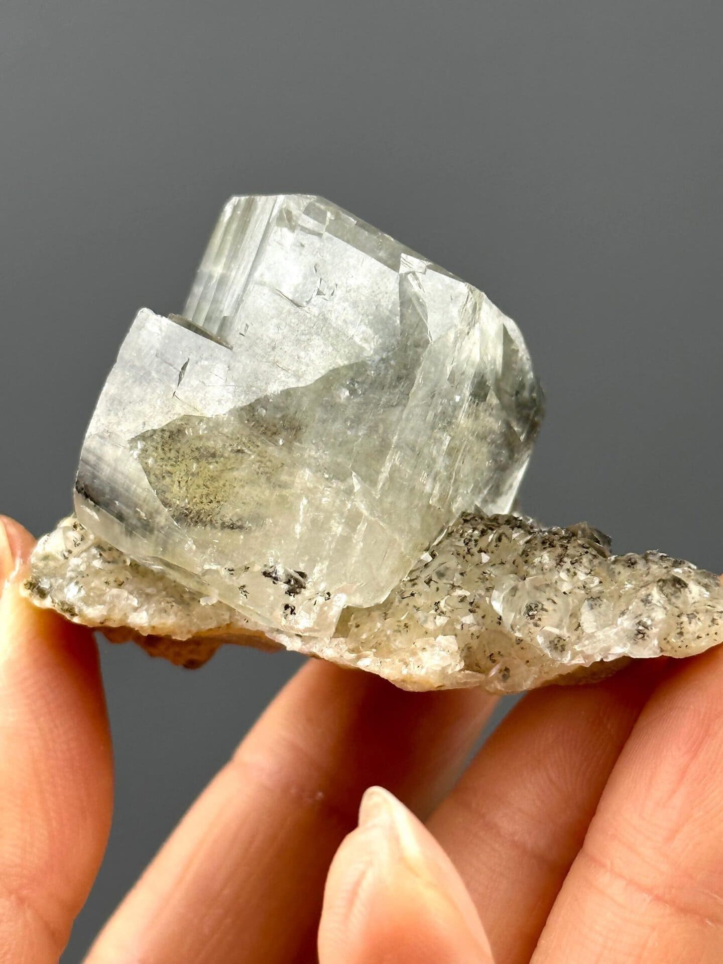 Lustrous cubic calcite crystal cluster on matrix, Daye Mine, Hunan