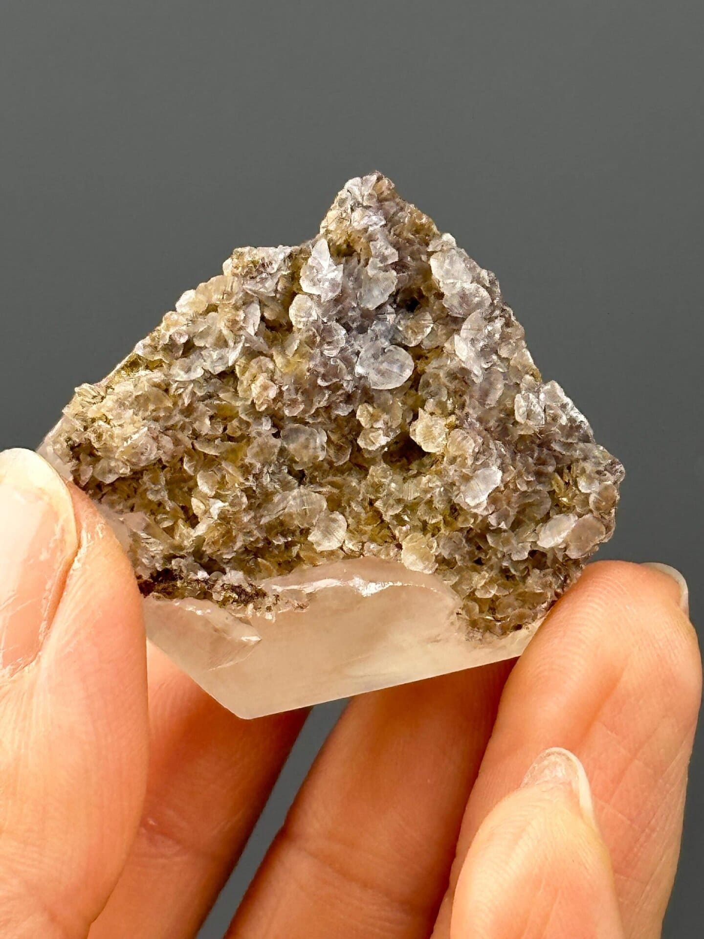 Angled view of bright yellow calcite cluster