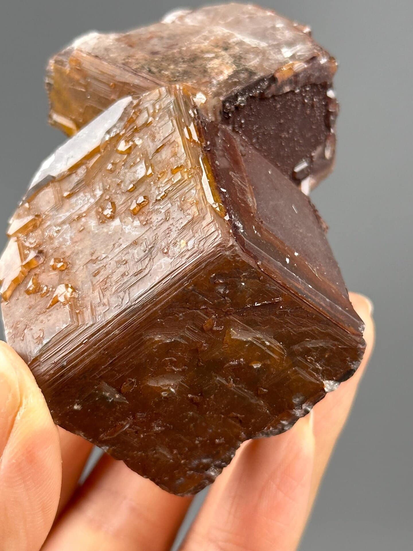 Close-up of etched calcite surface showing natural dissolution texture