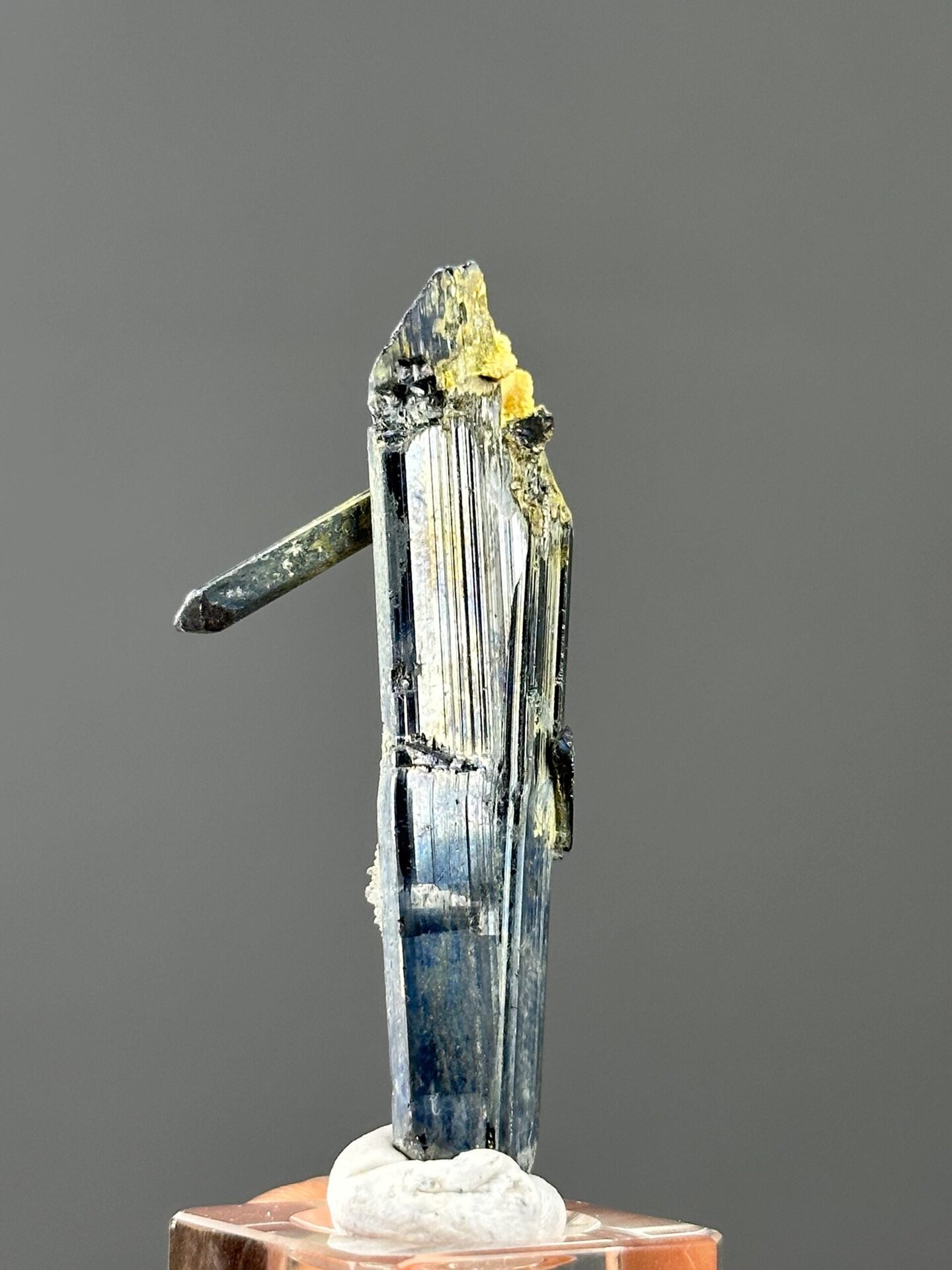 Detail of stibnite striation and metallic surface
