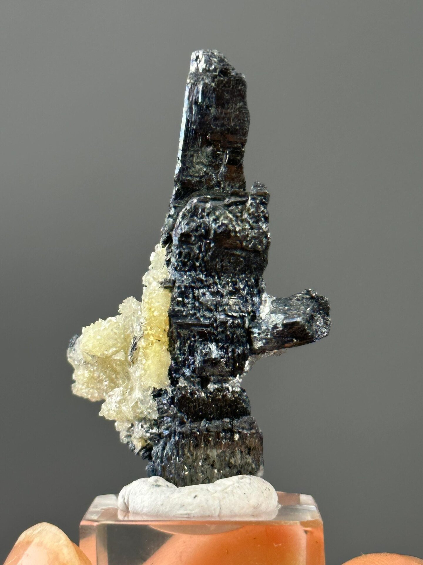 Stibnite crystal on barite matrix from Hunan, China