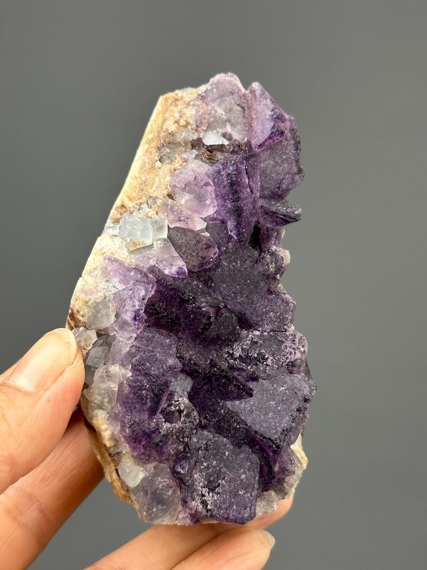 Top view of fluorite showing distinctive geometric patterning
