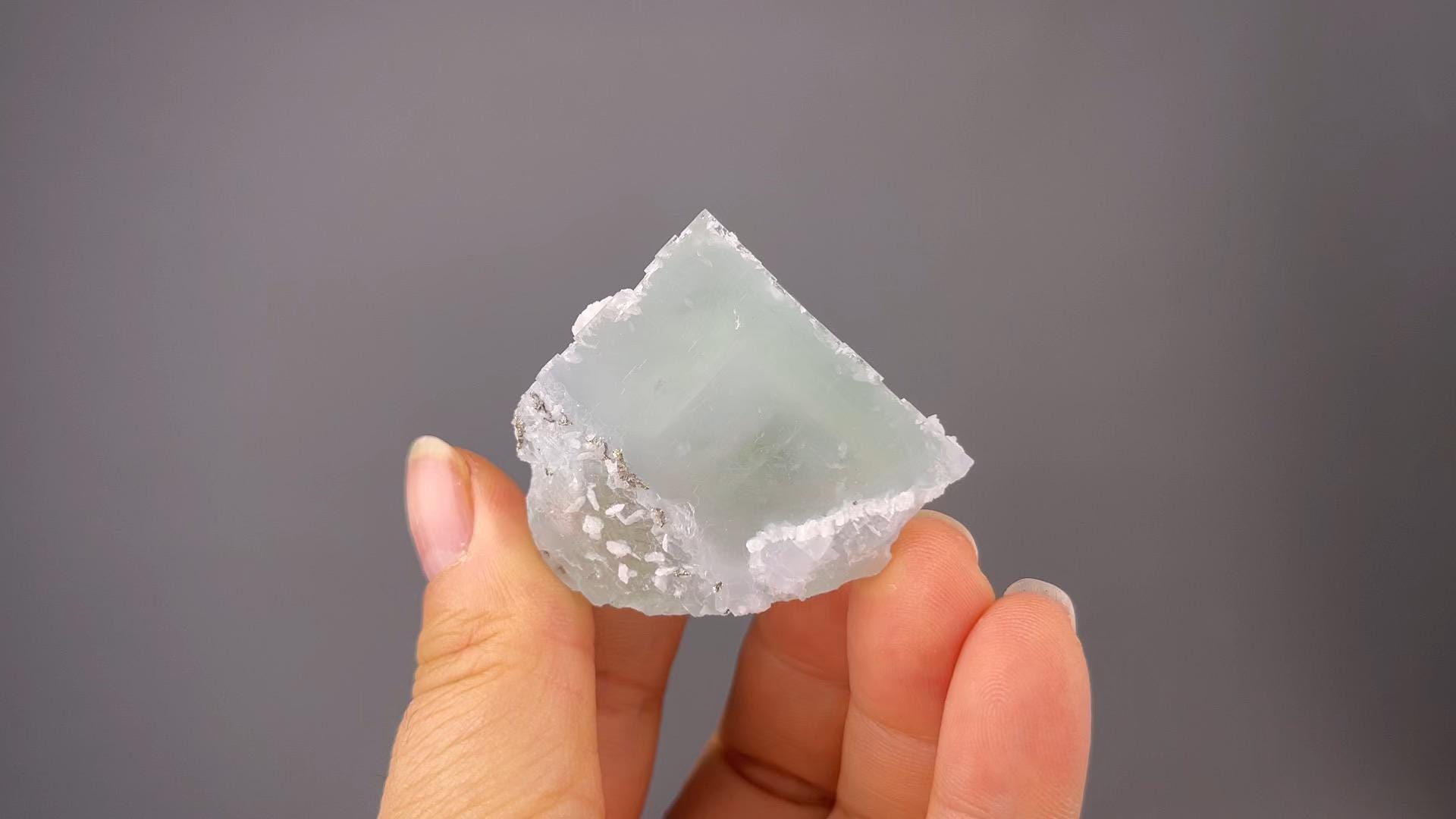 Front view of deep blue fluorite crystal, 1.9×1.8×1.7 in