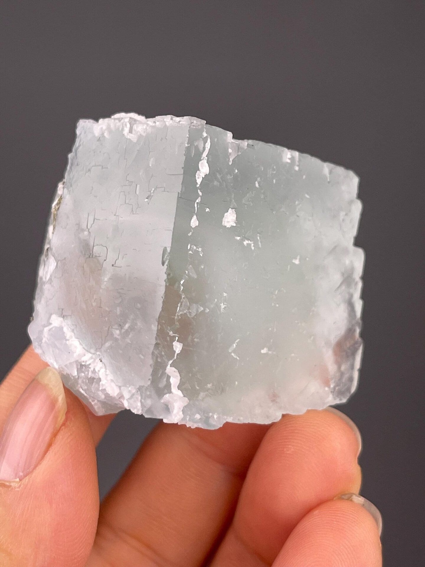 Close-up of blue fluorite showing vitreous luster