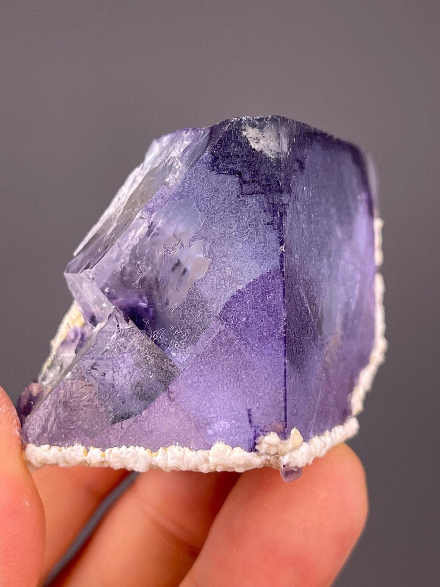 Cubic fluorite CaF2 with purple phantom, Hunan, China