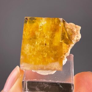 Exquisite Yellow Fluorite Cube on Matrix - Unique Raw Mineral - Beijing - Collector's Gem