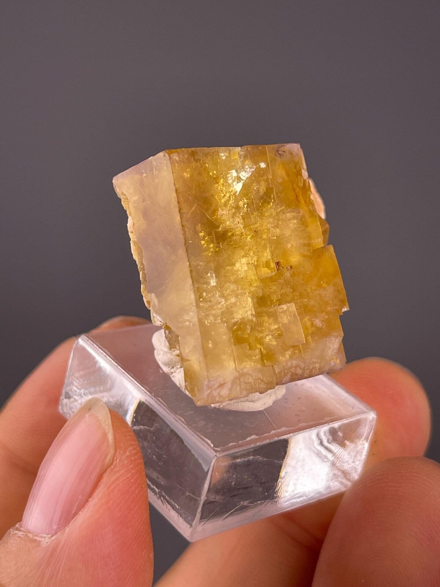Close-up of fluorite cubic crystal faces from Beijing
