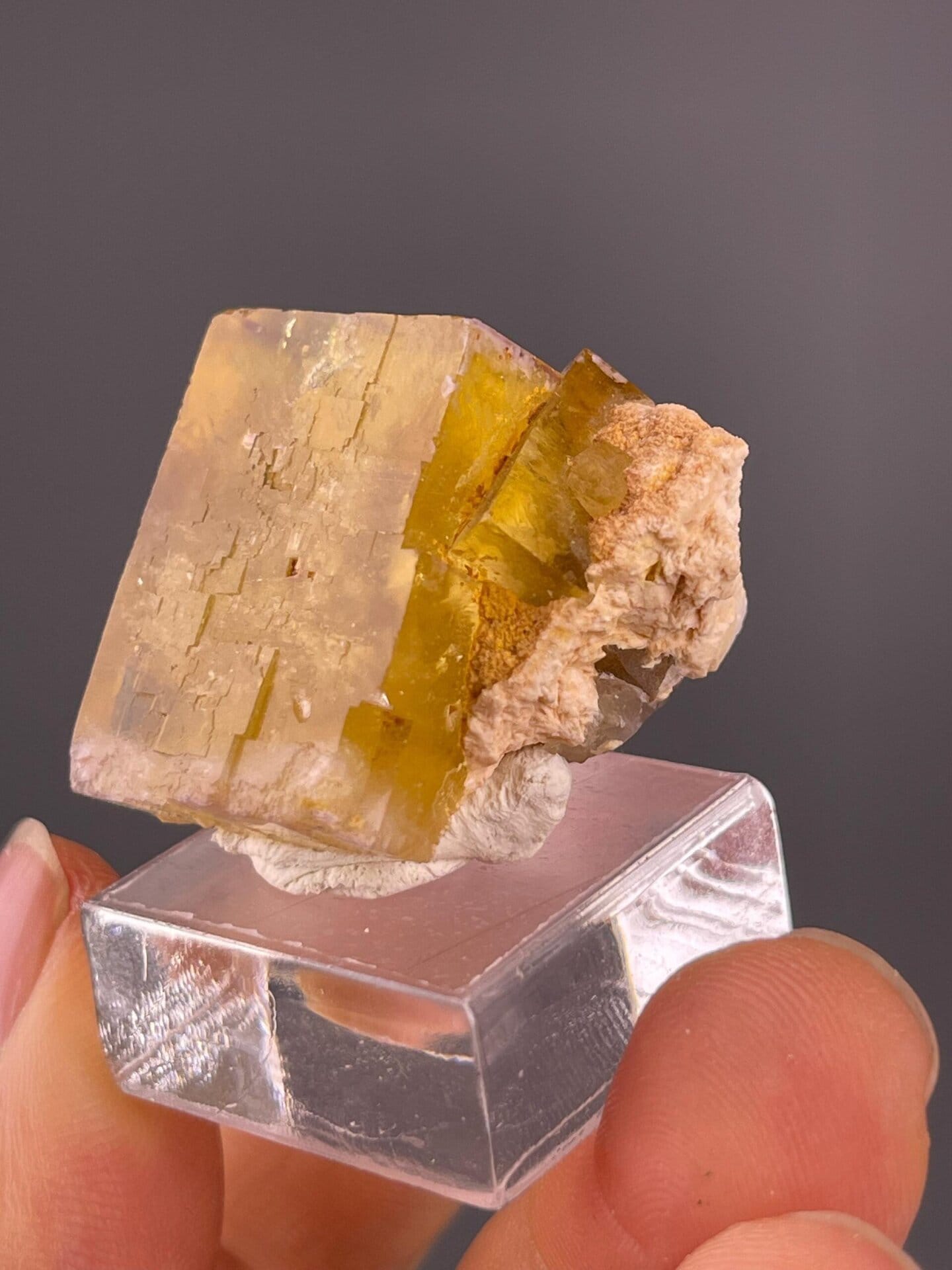 Golden fluorite cube CaF2 isometric from rare locality