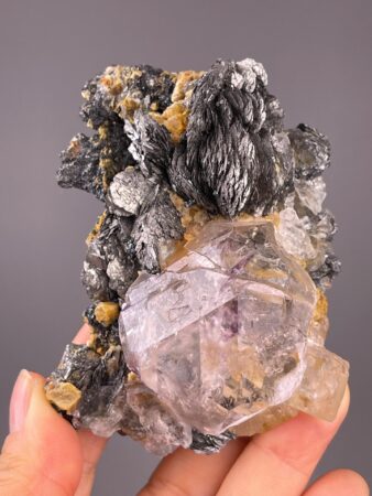 Fluorite Crystal Specimen - Rare Marcasite Feature - Inner Mongolia Origin - Perfect for Display