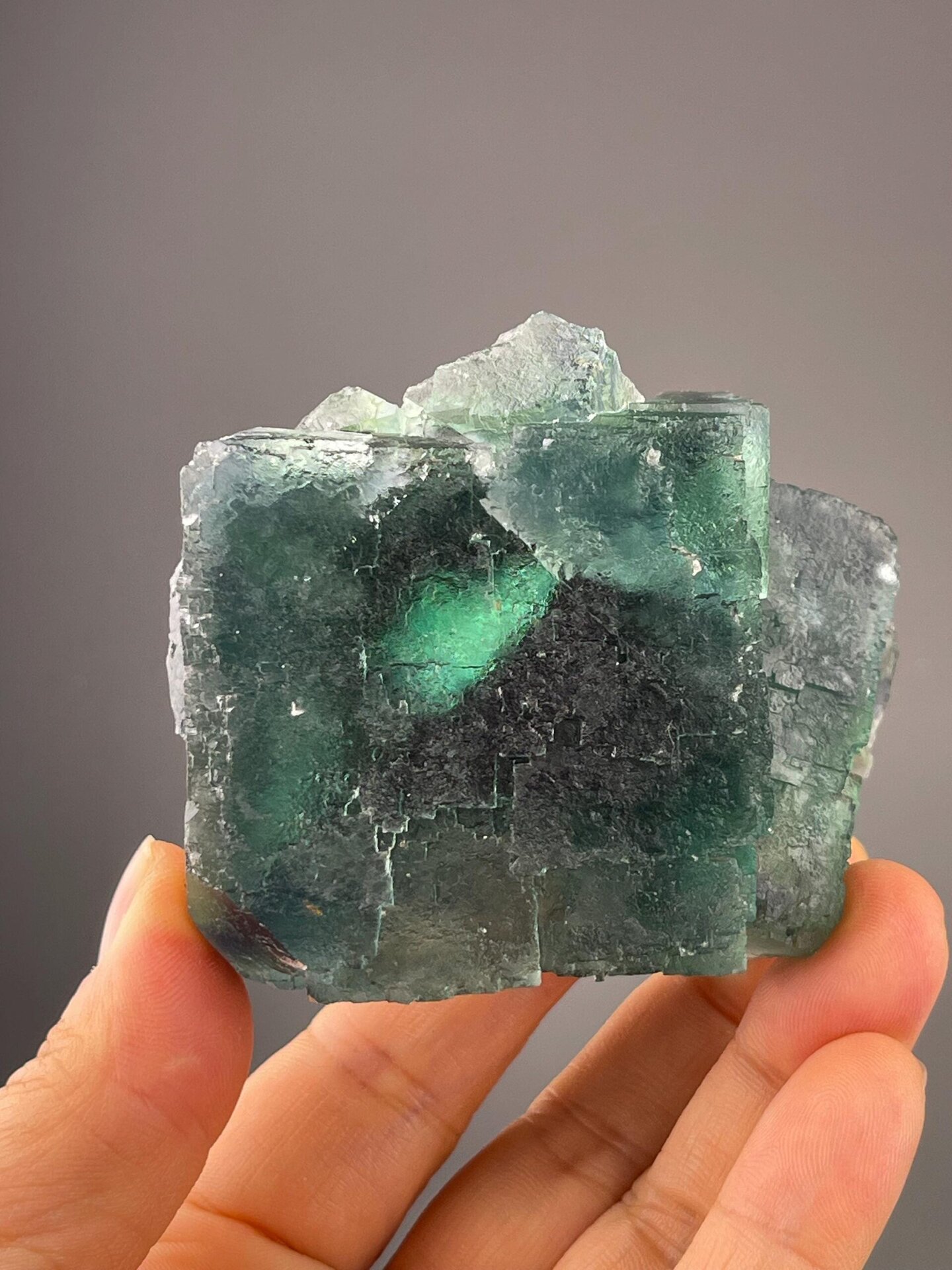 Green fluorite crystal cluster from Namibia