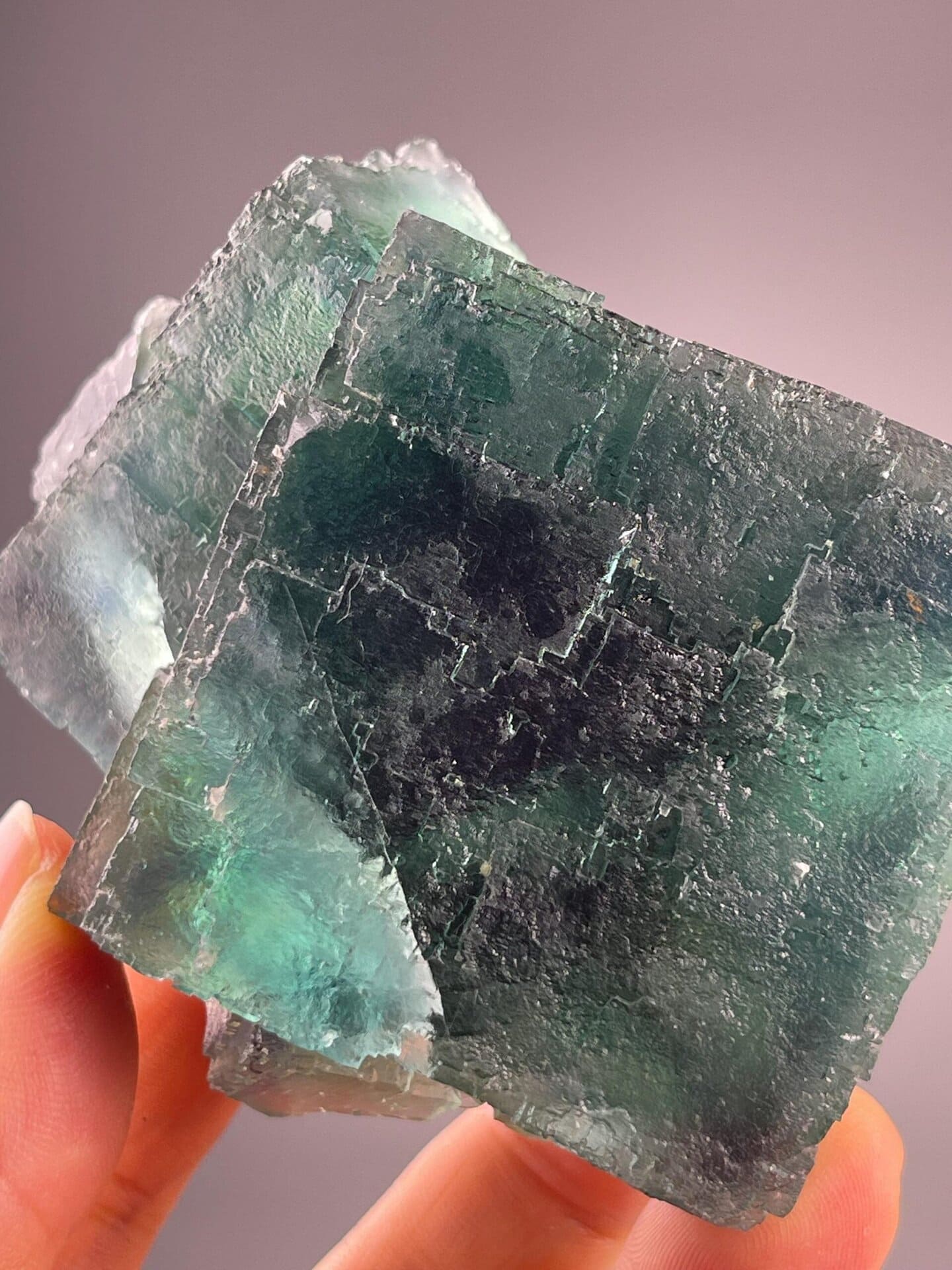 Fluorite cluster with green coloration from Namibian deposit