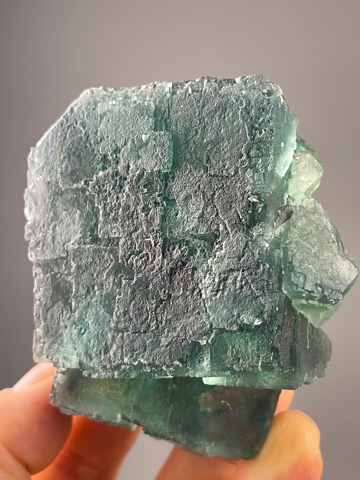 Collector green fluorite crystal cluster from Namibia
