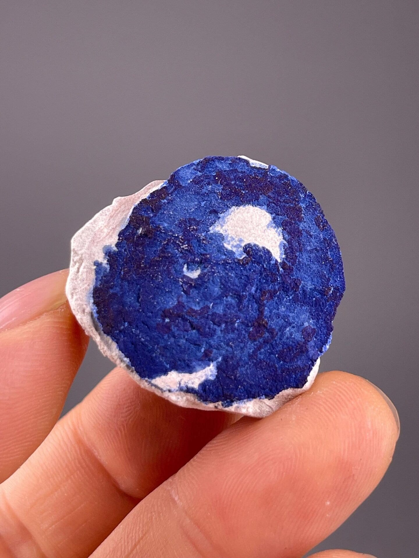 Azurite sun with radial sunburst formation and blue color