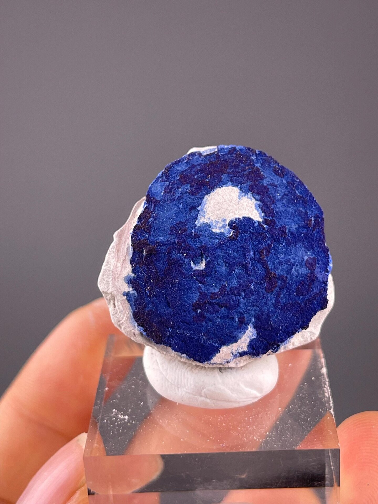 Blue copper carbonate azurite with distinctive sun disc form