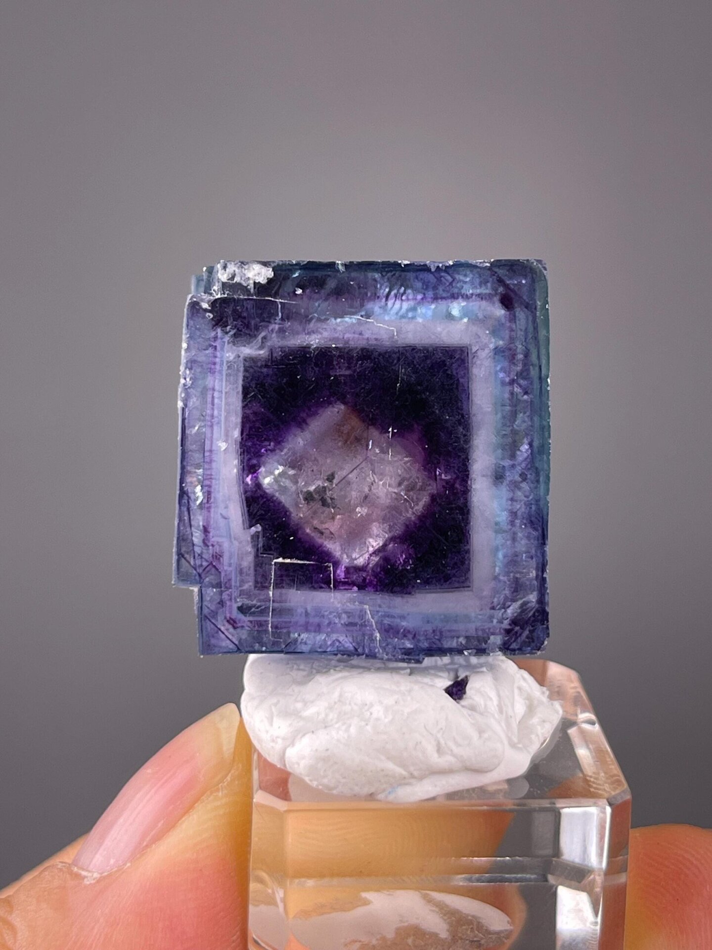 Collector purple phantom fluorite with inclusion from YGX Mine