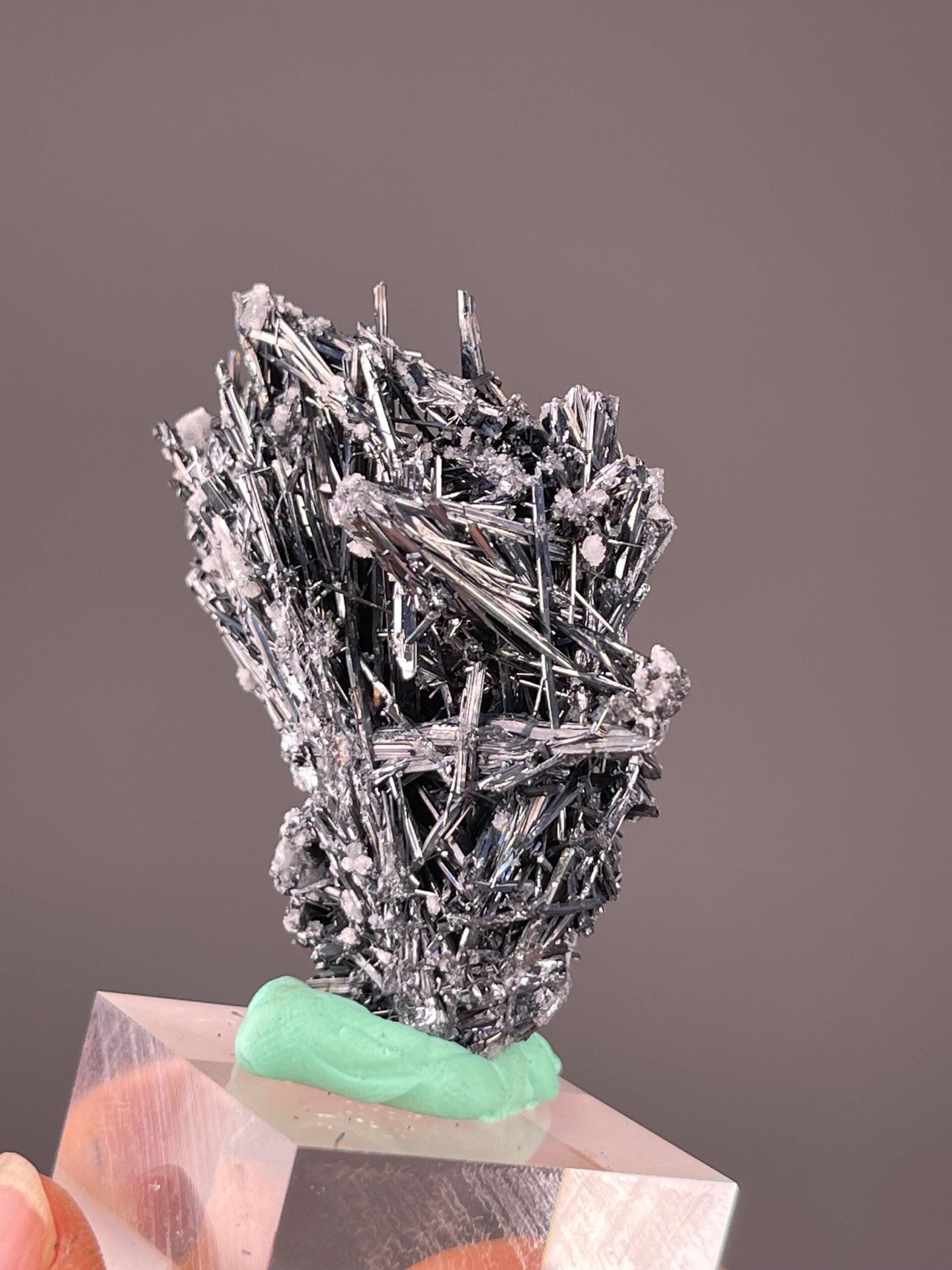 Hunan stibnite with calcite, 2.65 oz, metallic luster