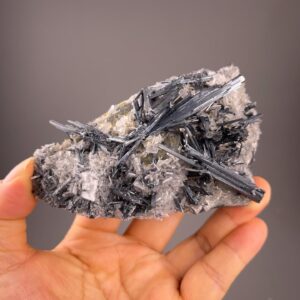 Stibnite Mineral Specimen - Crystal Cluster with Barite - Metallic Beauty - Hunan Origin - Collectible Gem