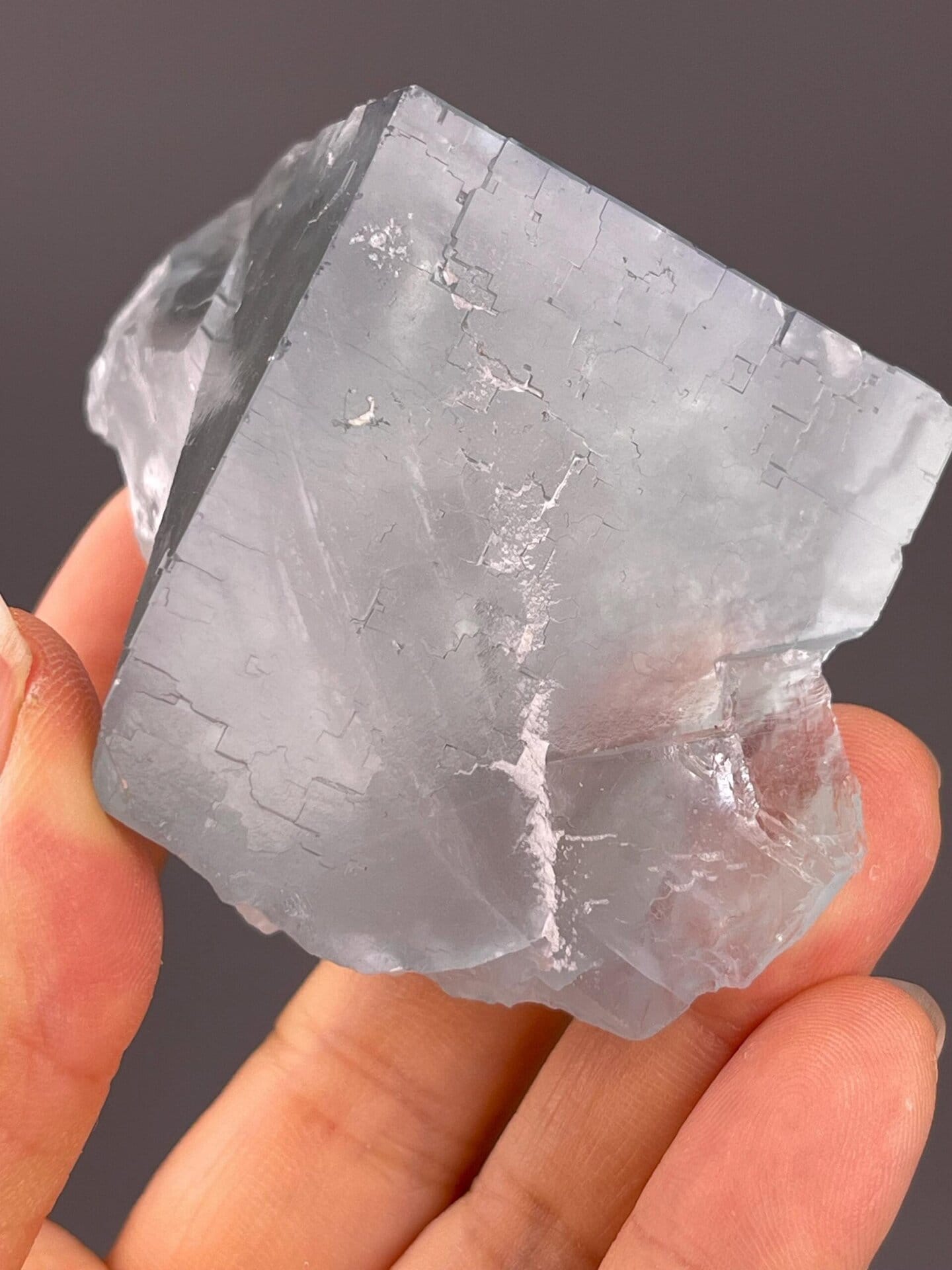 Green phantom fluorite measuring 2.9×2.4×2.1 inches