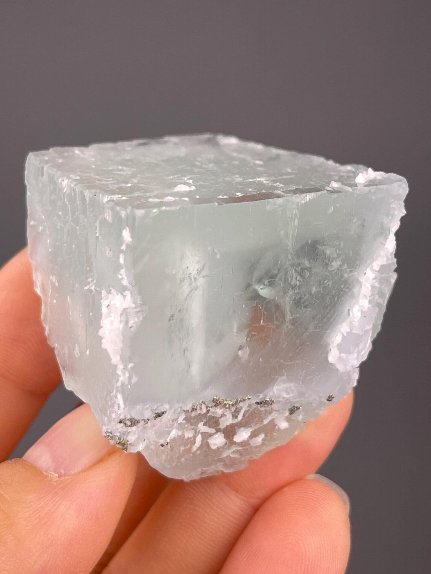 Detail of fluorite surface showing depth of blue colour