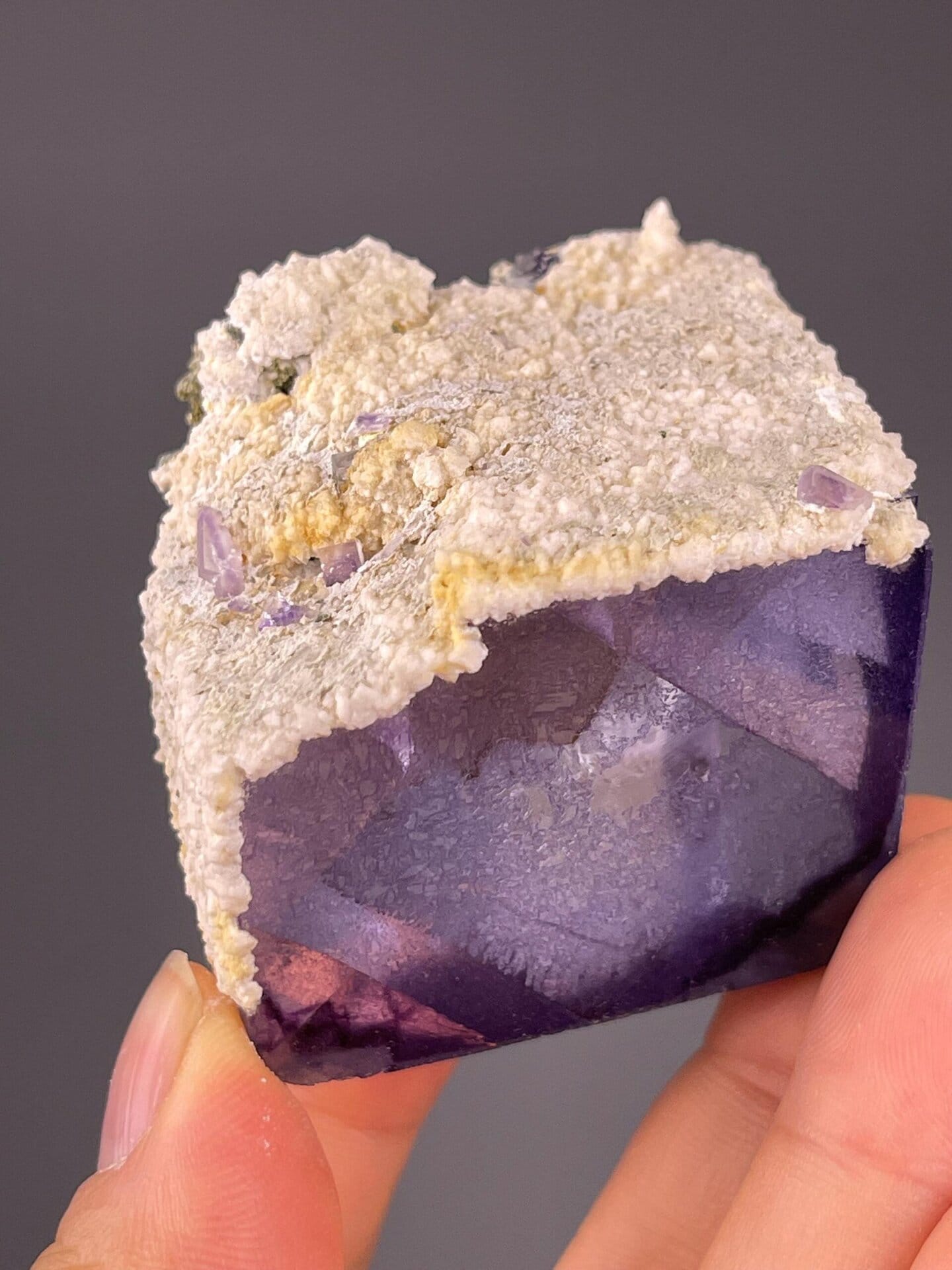 Scale view of 2.4x2.0x1.9 in phantom fluorite specimen