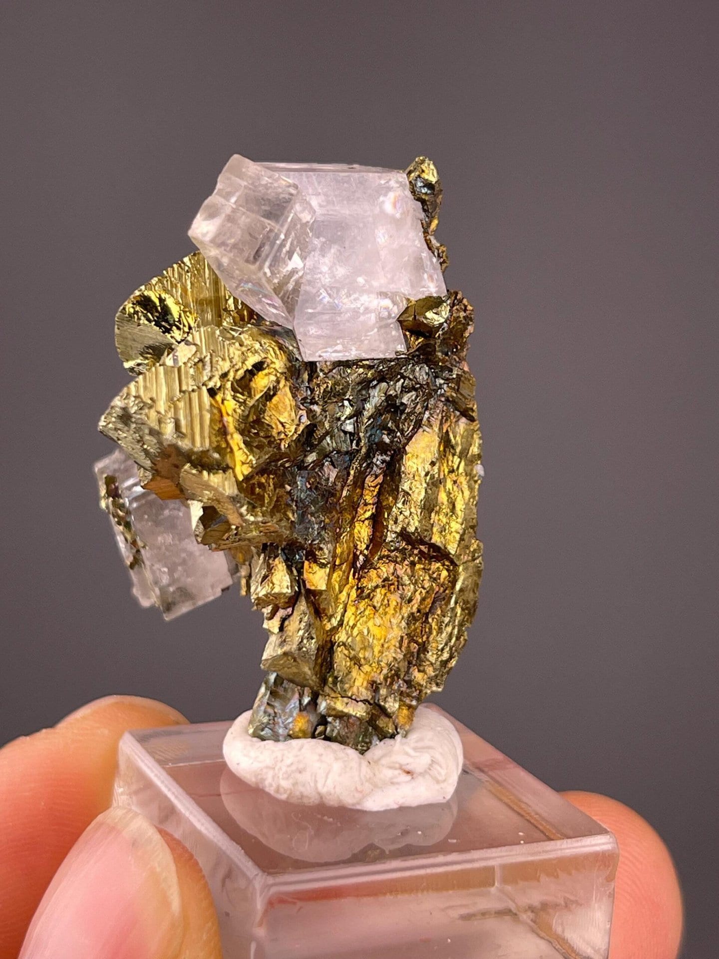 Top view of pyrite and calcite specimen from Daye, Hubei