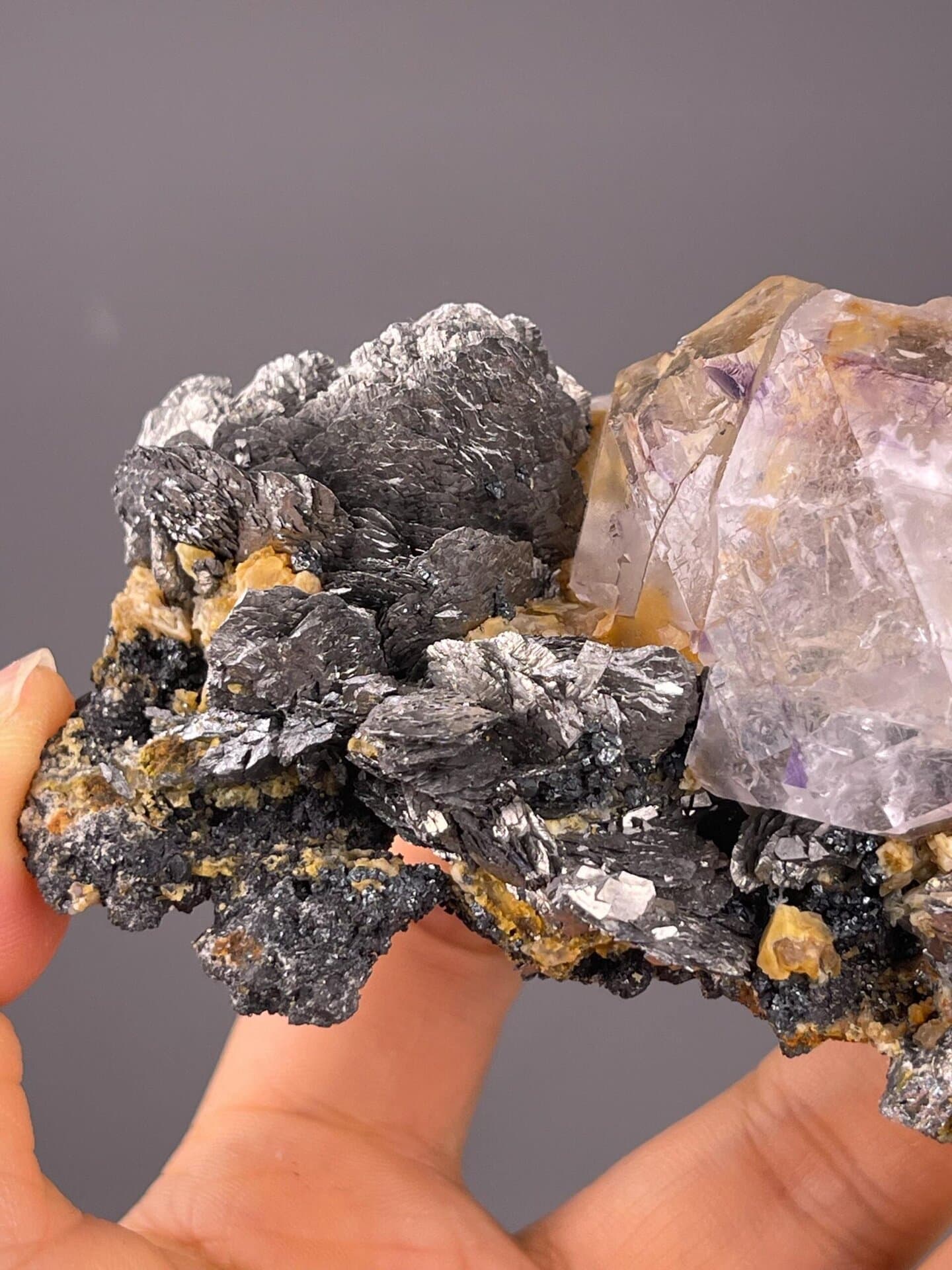 Inner Mongolia fluorite with marcasite, 10.93 oz, vitreous luster