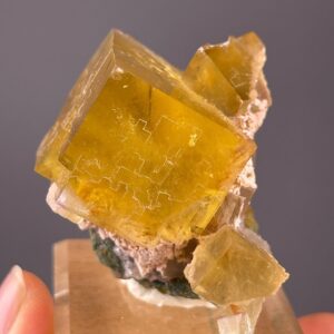 Yellow Fluorite Crystal Cluster - Twinned Specimen - Beijing Origin - Collectible Mineral