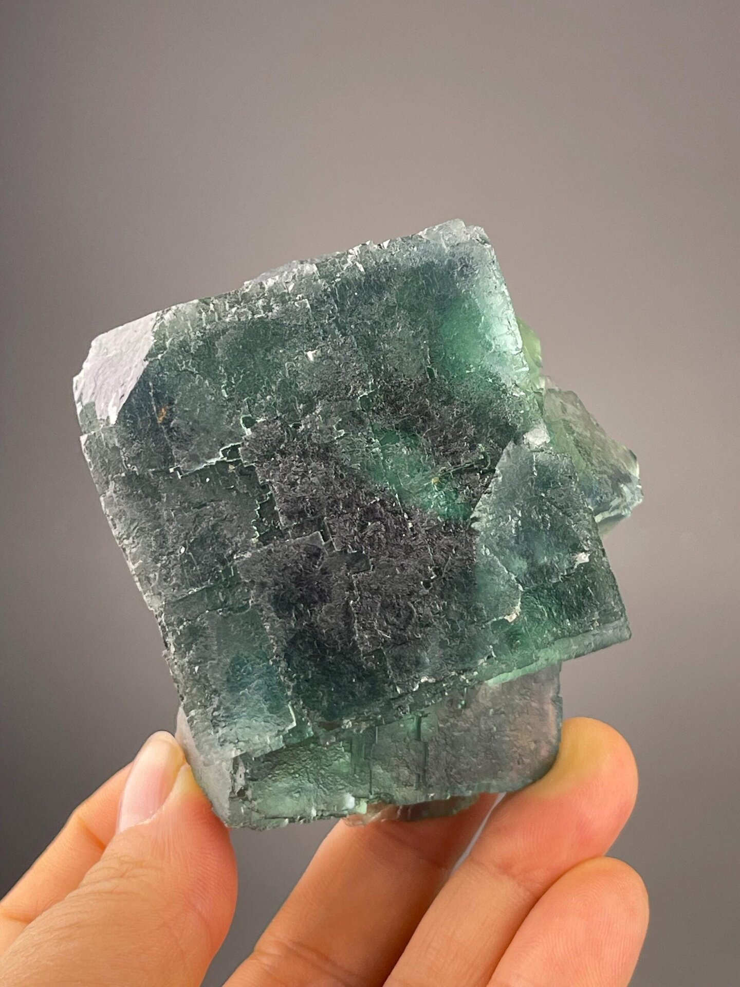 Green fluorite cubic crystals on matrix from African deposit