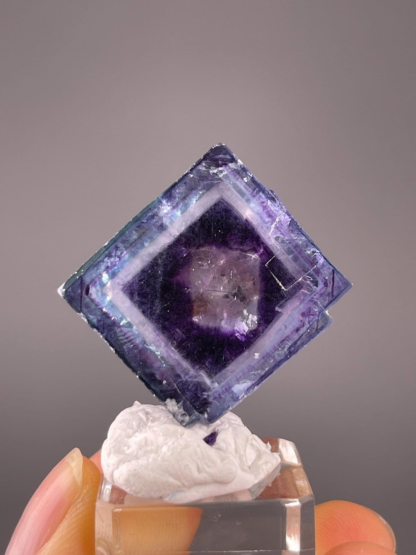 Purple phantom fluorite with internal crystal inclusion from Yaogangxian