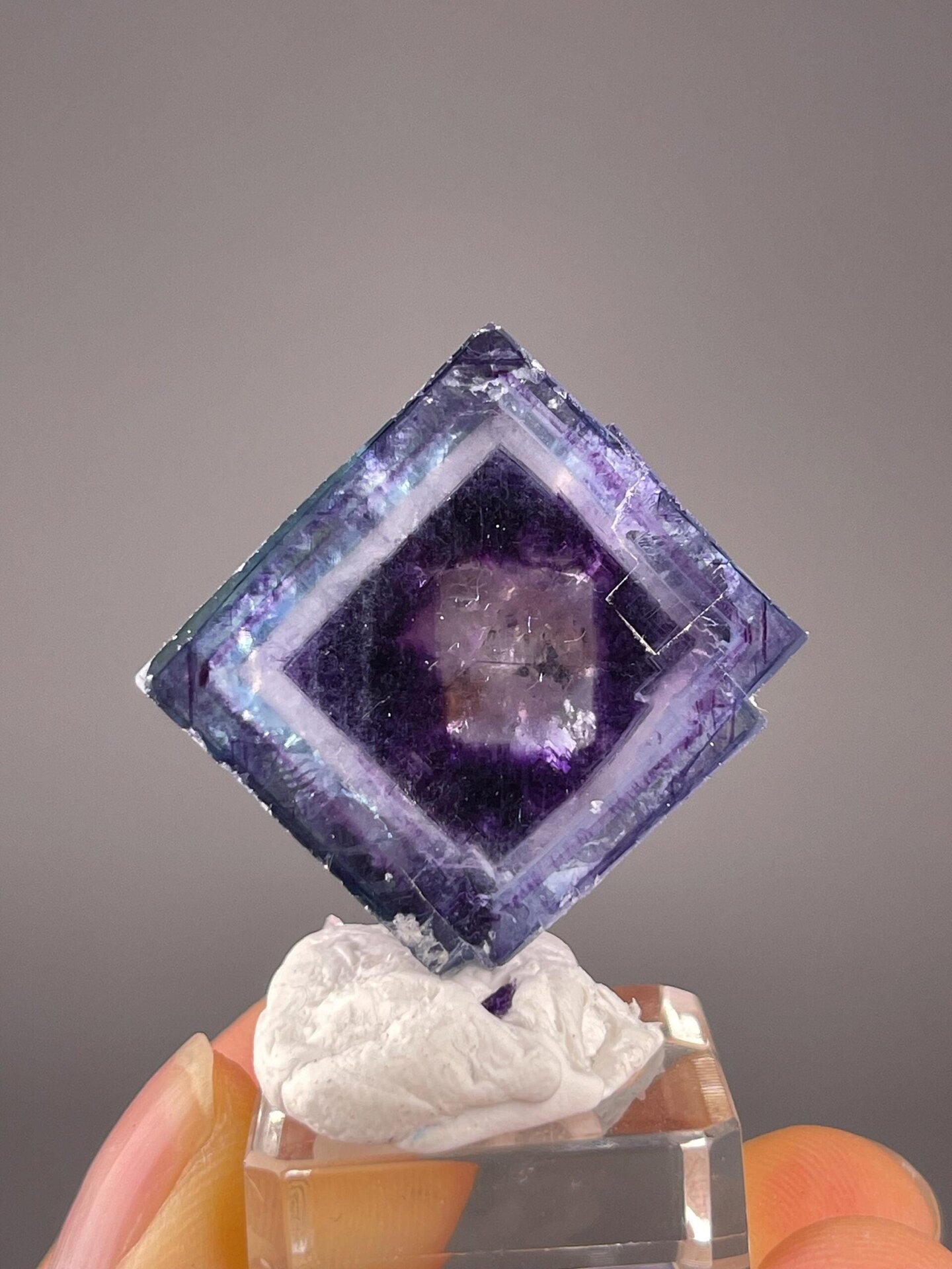 Purple fluorite with smaller fluorite crystal inclusion inside