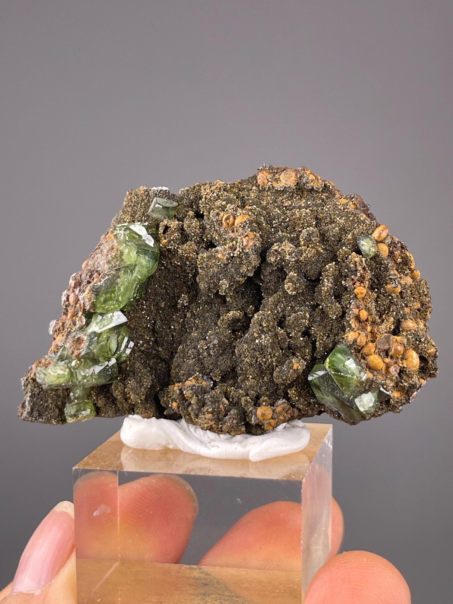Green grossular garnet raw crystal cluster from Tanzania