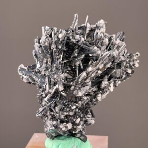 Stibnite with Calcite - Lustrous Mineral Specimen - Hunan, China - Collector's Gem