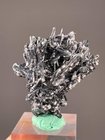 Stibnite with Calcite - Lustrous Mineral Specimen - Hunan, China - Collector's Gem