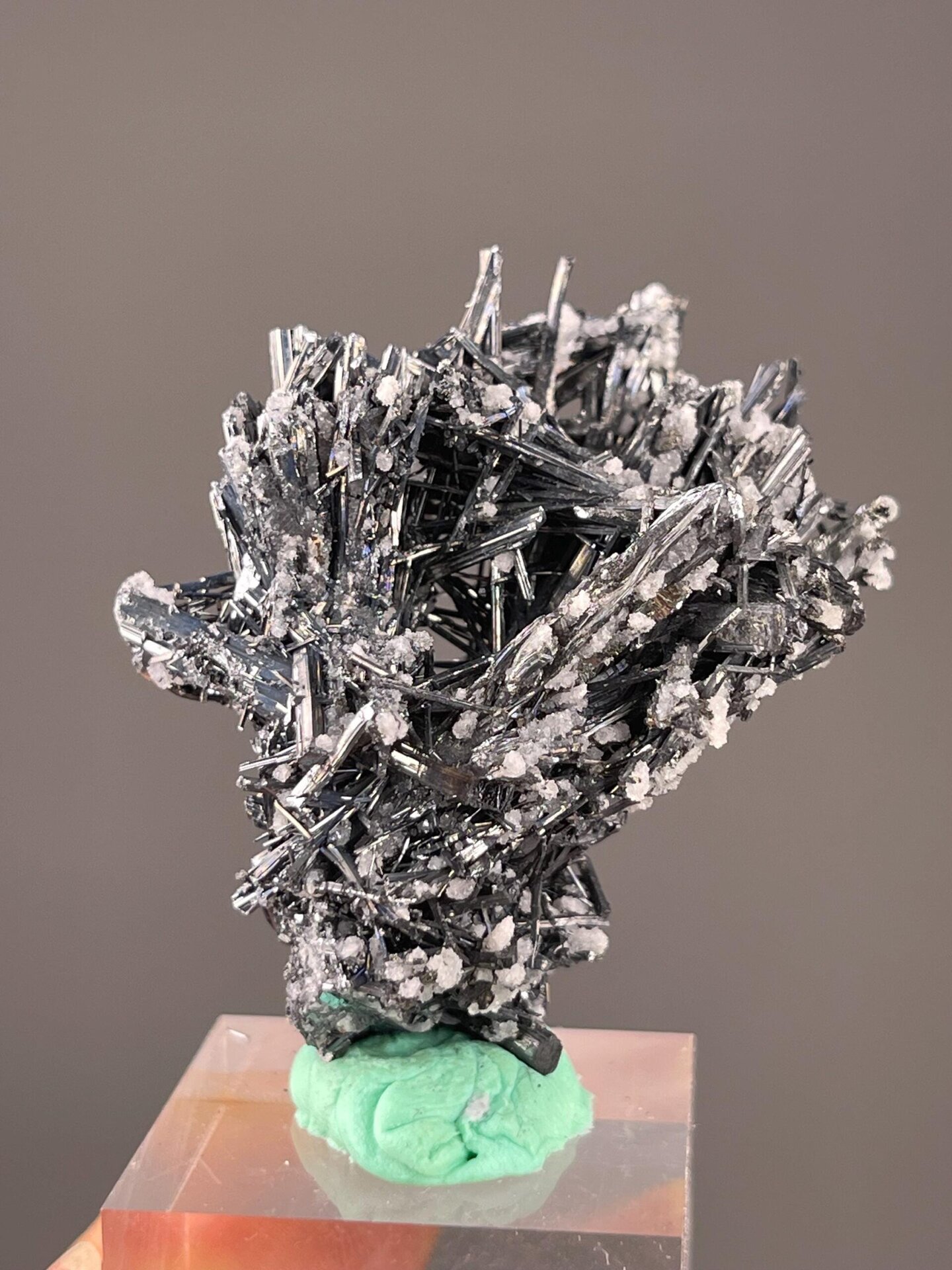 Stibnite crystal with calcite from Hunan, China