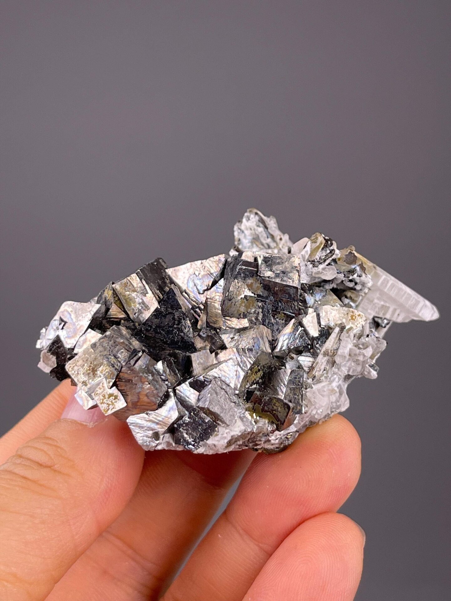 Arsenopyrite crystal cluster with quartz from Inner Mongolia